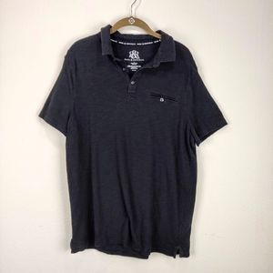 Rock & Republic Black Polo Shirt Front Pocket